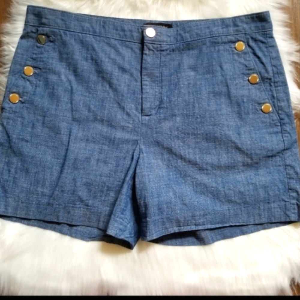 Banana Republic Navy Blue Sailor-Style Shorts with Gold Buttons